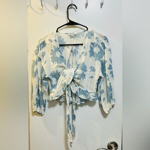 American eagle crop/tie cardigan/blouse